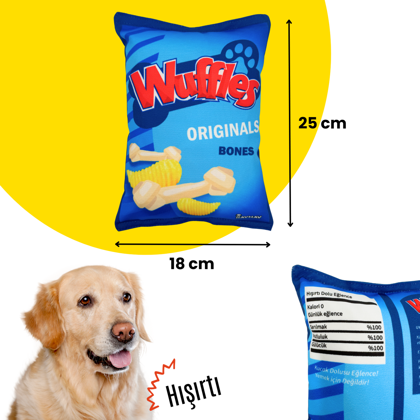 Wuffles Peluş Cips Hışırtı Sesli Köpek Oyuncağı