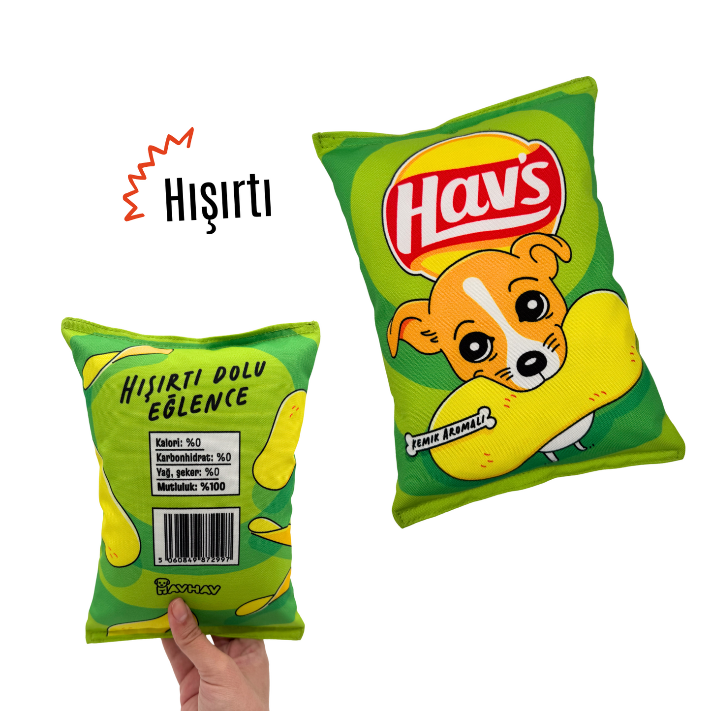 Yeşil Hav's Peluş Cips Hışırtı Sesli Köpek Oyuncağı
