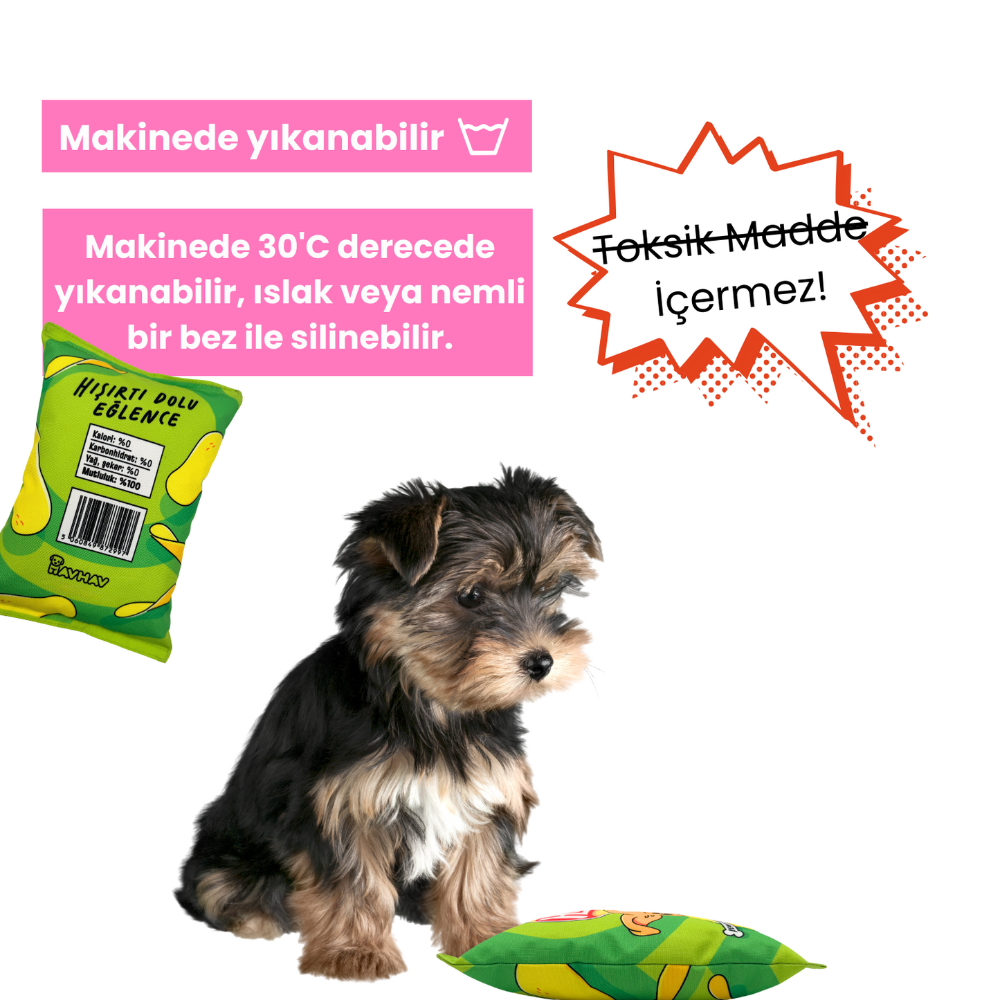 Yeşil Hav's Peluş Cips Hışırtı Sesli Köpek Oyuncağı