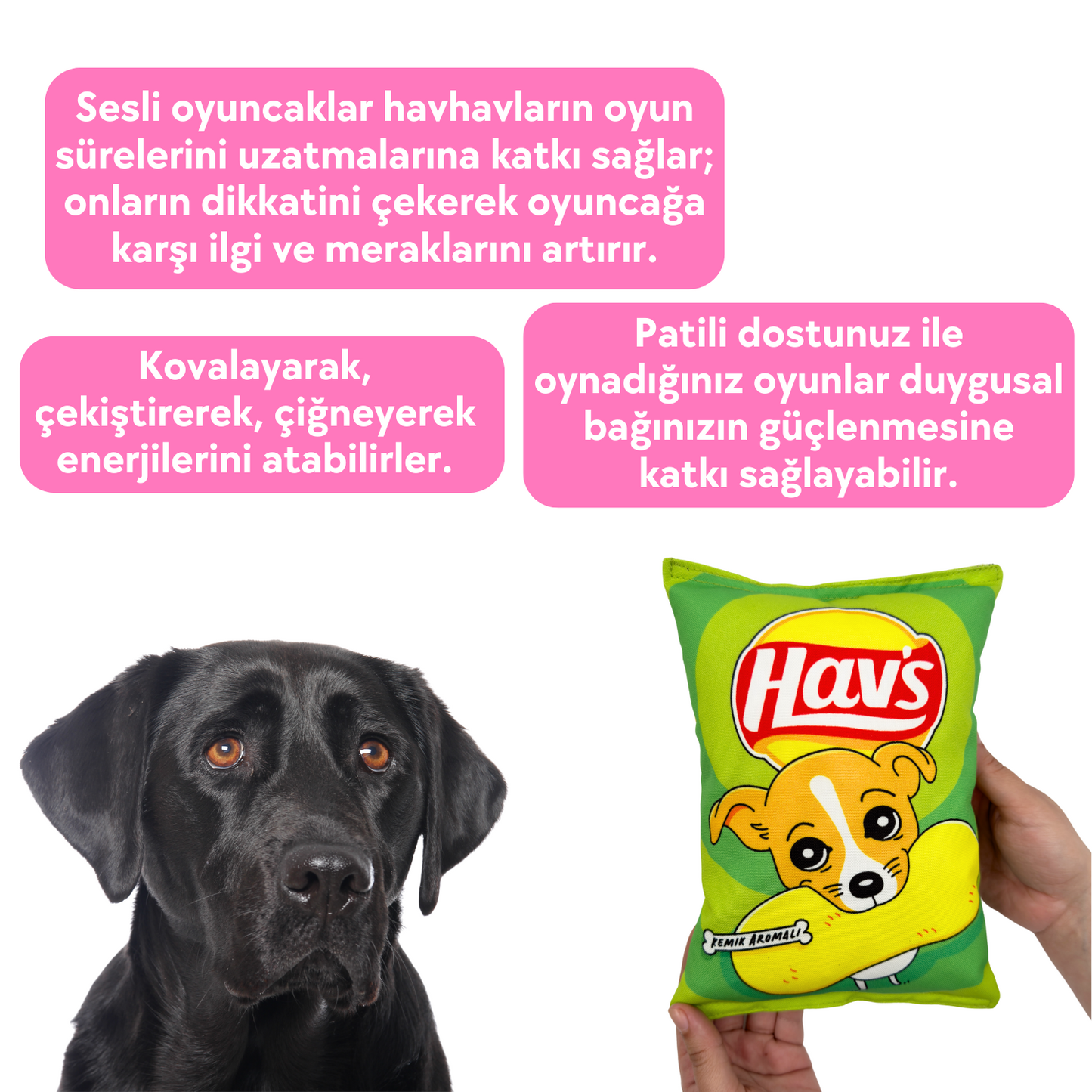 Yeşil Hav's Peluş Cips Hışırtı Sesli Köpek Oyuncağı