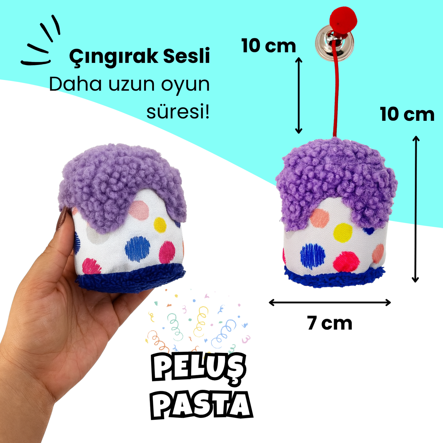 Kedi Parti Kutusu 4’lü Set | Parti Şapkası, Peluş Pasta, Peluş Hediye Kutusu ve Ödül Maması