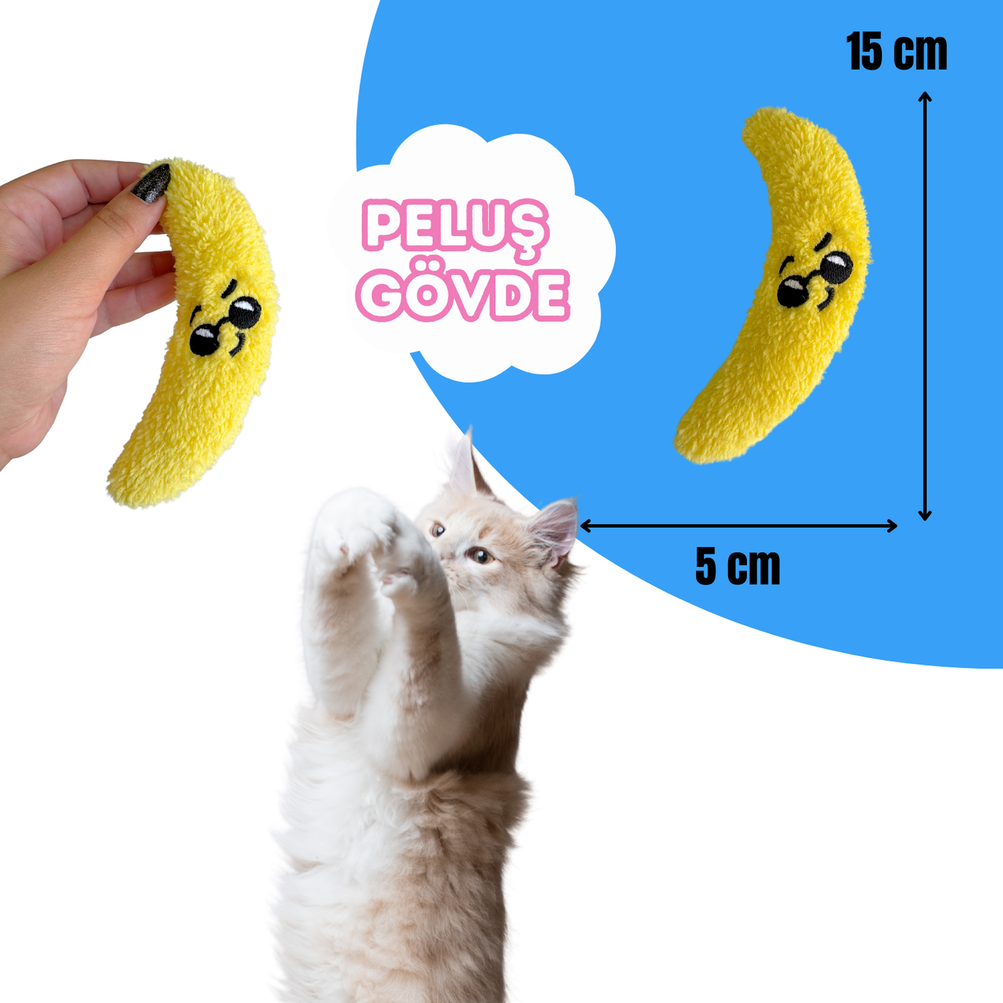 Catnipli Peluş Muz ve Peluş Armut Kedi Oyuncak Seti