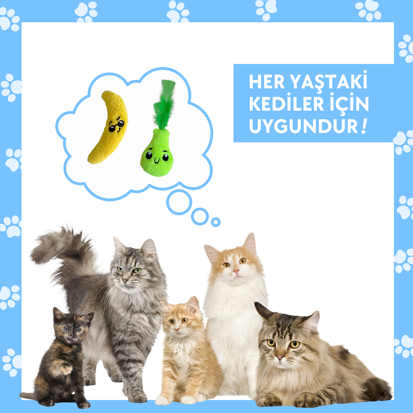 Catnipli Peluş Muz ve Peluş Armut Kedi Oyuncak Seti