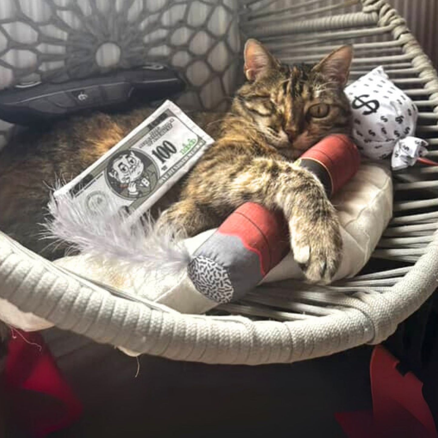 Mafyatik Miyavlar 4’lü Kedi Oyuncak Seti – Araba, Puro, Dolar, Para Çuvalı