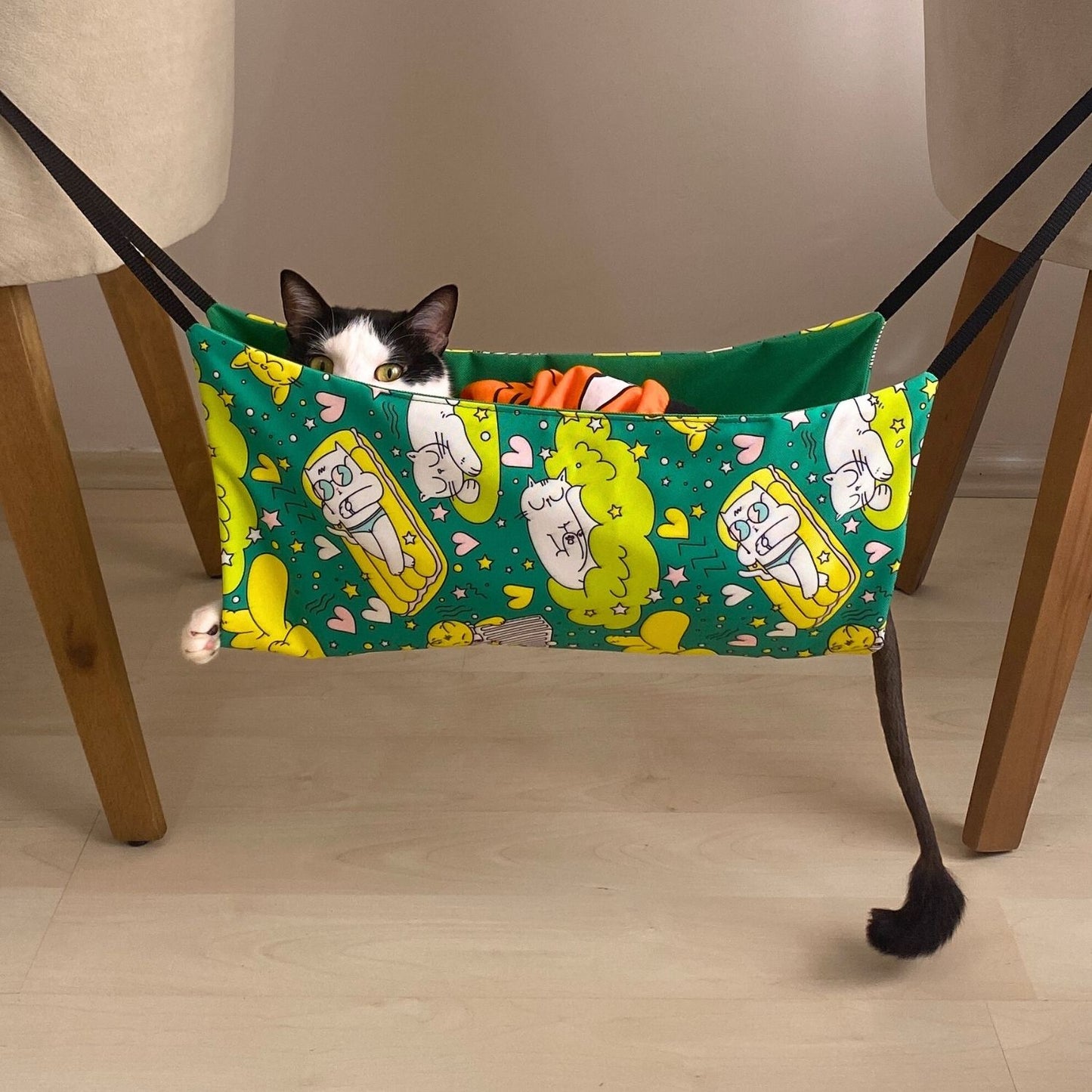 Yeşil Kedi Hamağı Sandalyeye Takılabilen, Konforlu ve Pratik Kedi Yatağı