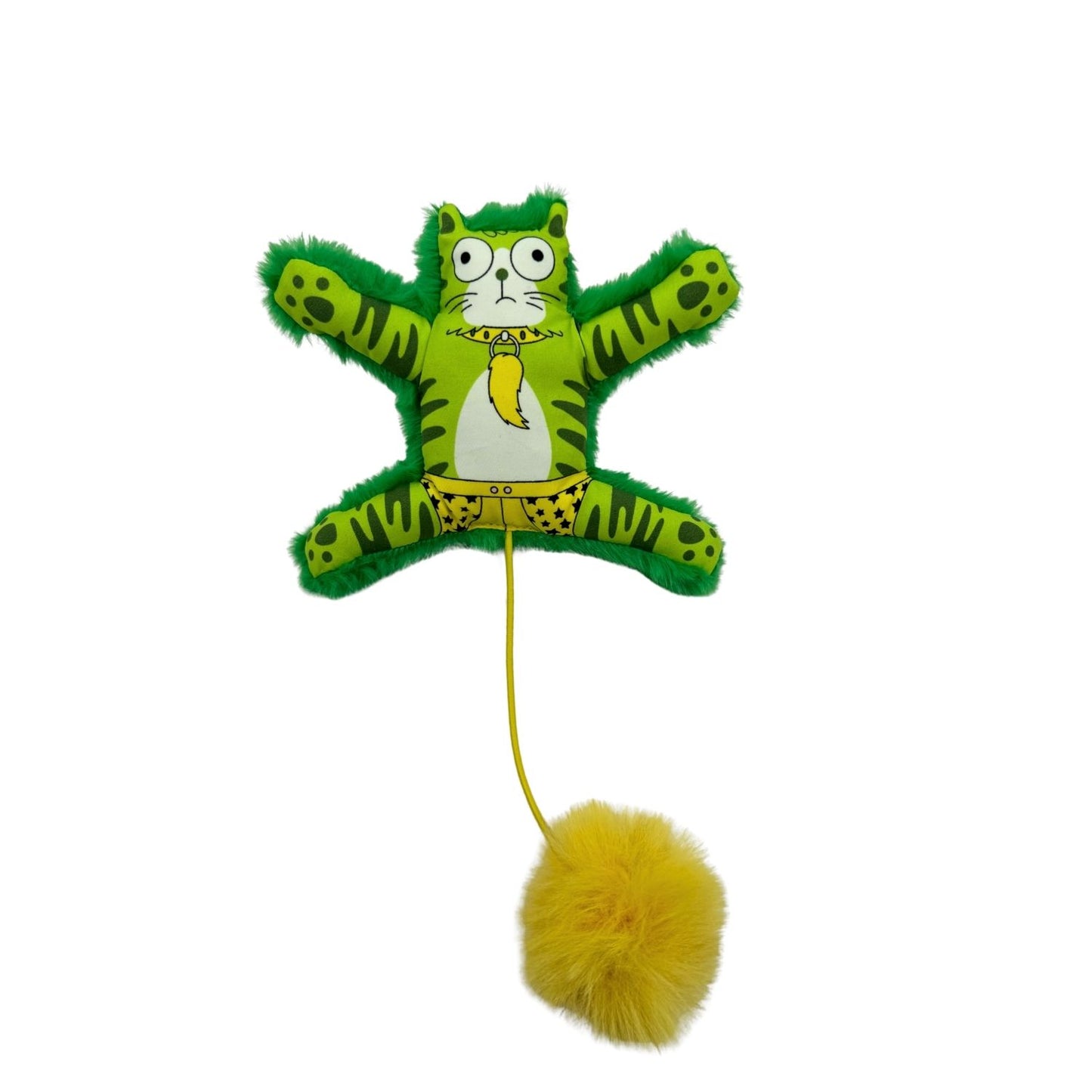 Miyav 2'li Peluş Kedi Oyuncak Seti: Ponponlu, Lastikli Kedi Ve Yeşil Renkli Yılan