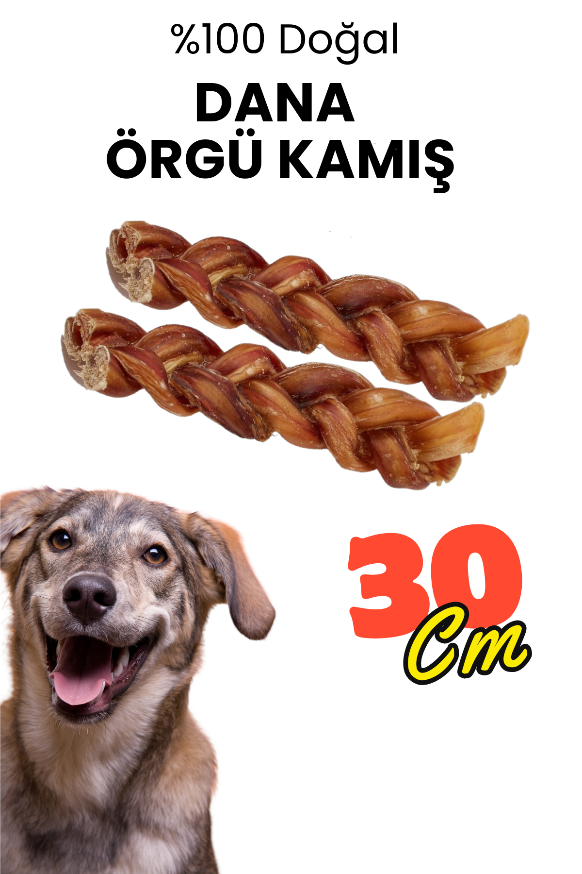 2 Adet Dana Örgü Kamış Çiğneme Çubuğu Köpek Ödülü