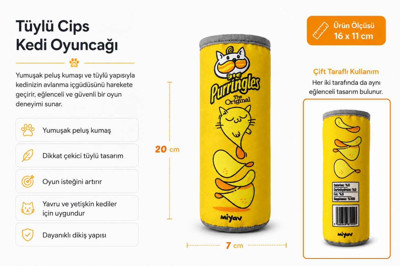 Purringles Catnipli Tekmeleme Kedi Oyuncağı Peluş Cips Yeşil