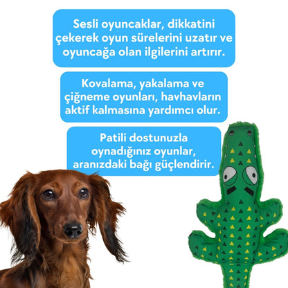 Peluş Timsah Köpek Oyuncağı Hışırtı Sesli Köpek Aktivite Oyuncağı
