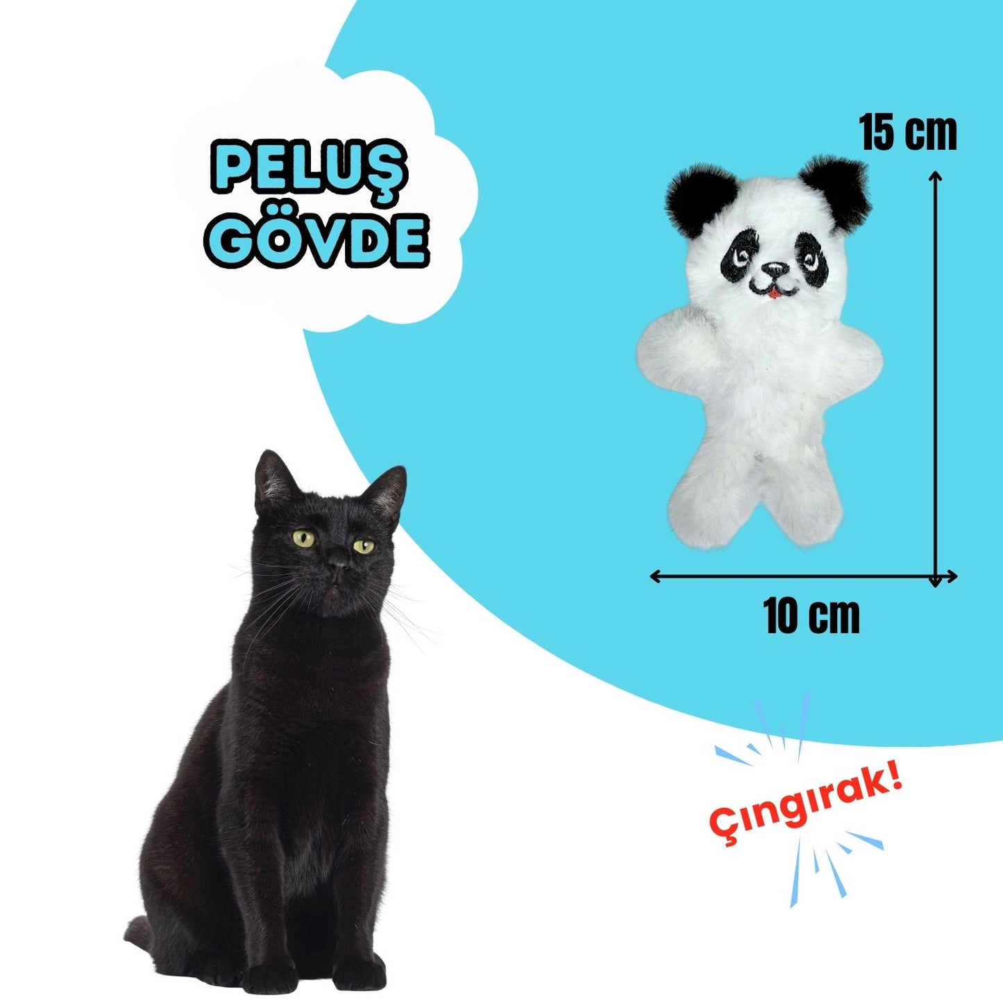 Miyav 3 Adet Kedi Oyuncak Seti Catnipli Peluş Kurbağa ,Çıngırak Sesli Peluş Tavşan ve Peluş Panda