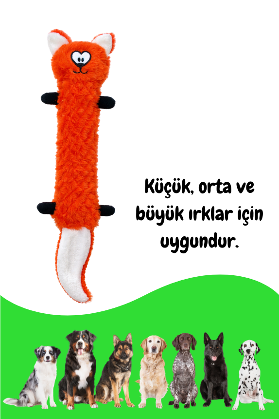 Foxy Hışırtılı Peluş Köpek Oyuncağı - Tilki Figürlü Köpek Oyuncağı