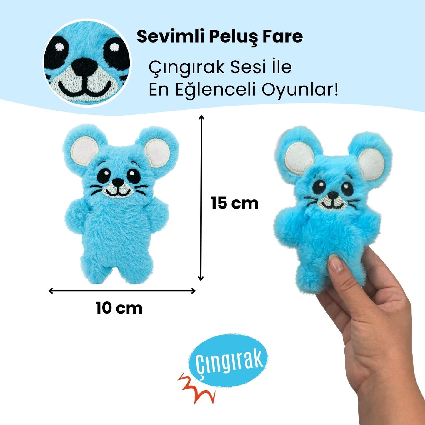 Miyav Sevimli Fare Peluş Kedi Oyuncağı Çıngırak Sesli Kedi Aktivite Oyuncağı