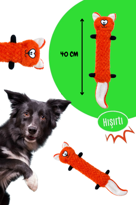 Foxy Hışırtılı Peluş Köpek Oyuncağı - Tilki Figürlü Köpek Oyuncağı