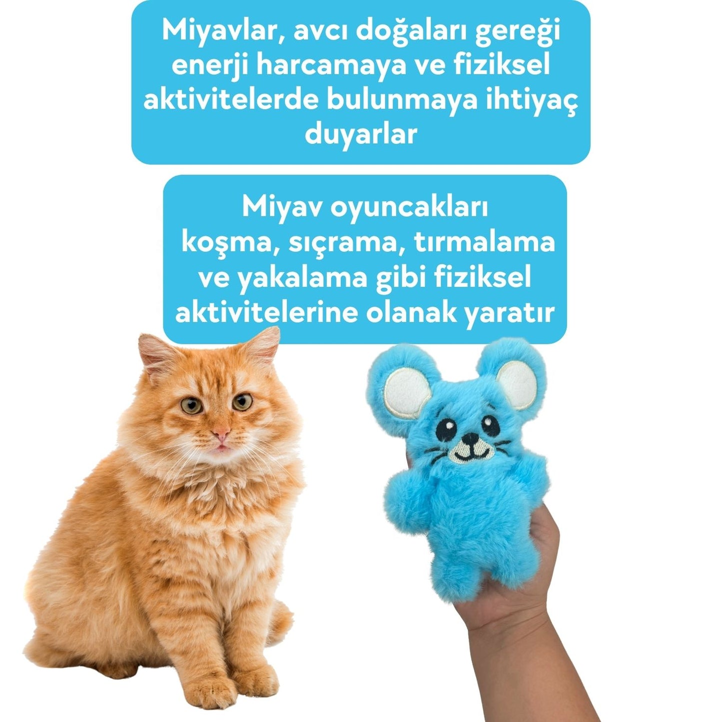Miyav Sevimli Fare Peluş Kedi Oyuncağı Çıngırak Sesli Kedi Aktivite Oyuncağı