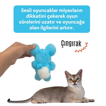 Miyav Sevimli Fare Peluş Kedi Oyuncağı Çıngırak Sesli Kedi Aktivite Oyuncağı