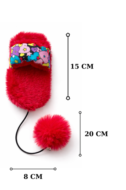 Miyav Tüylü Hışırtılı Kalp Ve Zilli Ponponlu Terlik Kedi Oyuncağı 2’li Set – Interaktif Kedi Oyuncak Seti