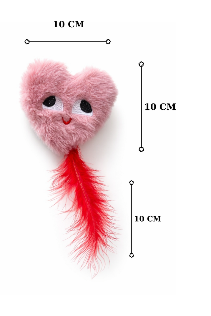 Miyav Tüylü Hışırtılı Kalp Ve Zilli Ponponlu Terlik Kedi Oyuncağı 2’li Set – Interaktif Kedi Oyuncak Seti