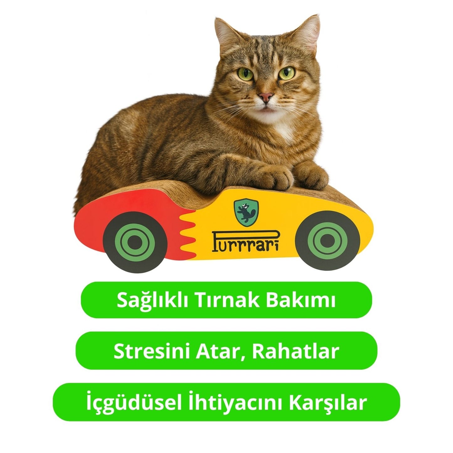 Purrari Kedi Tırmalama Kartonu 30 cm – Çift Taraflı Tırmalama Tahtası, Tırnak Bakımı
