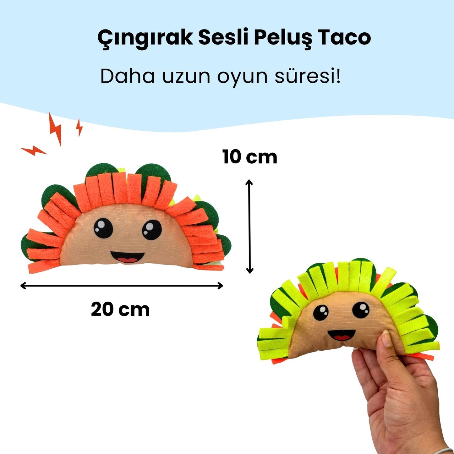 Miyav Meksika Temalı Kedi Oyuncak Seti | Hışırtılı Kaktüs Tırmalama, Çıngıraklı Taco ve Hışırtılı Avokado