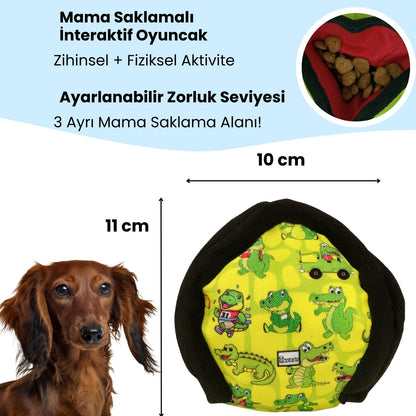 Timsah Desenli Lotus Köpek Mama Saklamalı Zeka Oyuncağı