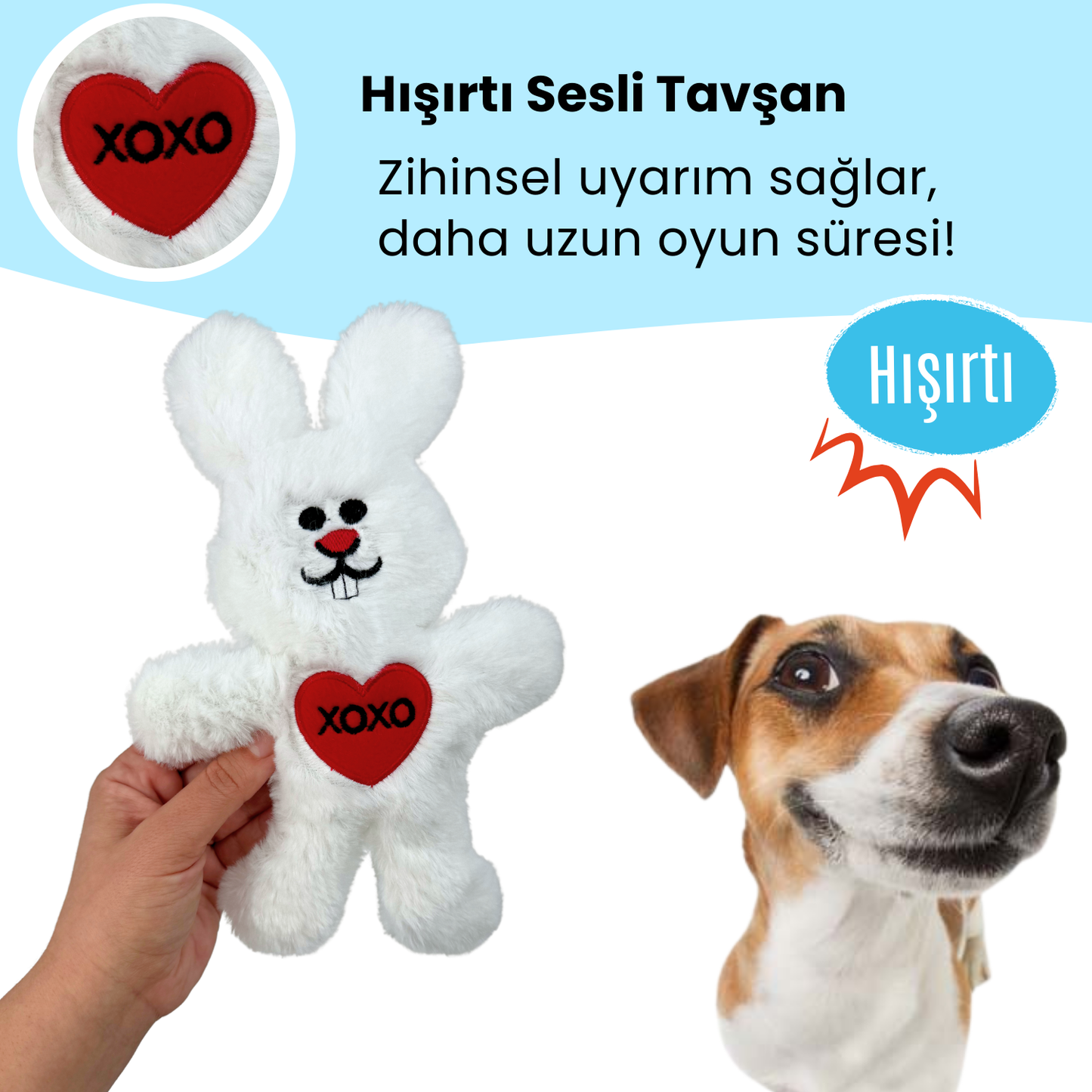 Hav Love You Peluş Köpek Oyuncak Seti Vikvikli Şarap, Hışırtılı Tavşan, Çekiştimeli Mektup