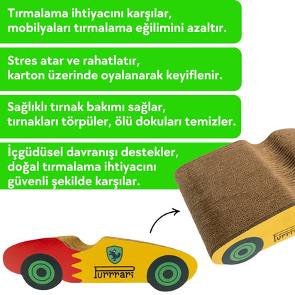 Purrari Kedi Tırmalama Kartonu 30 cm – Çift Taraflı Tırmalama Tahtası, Tırnak Bakımı