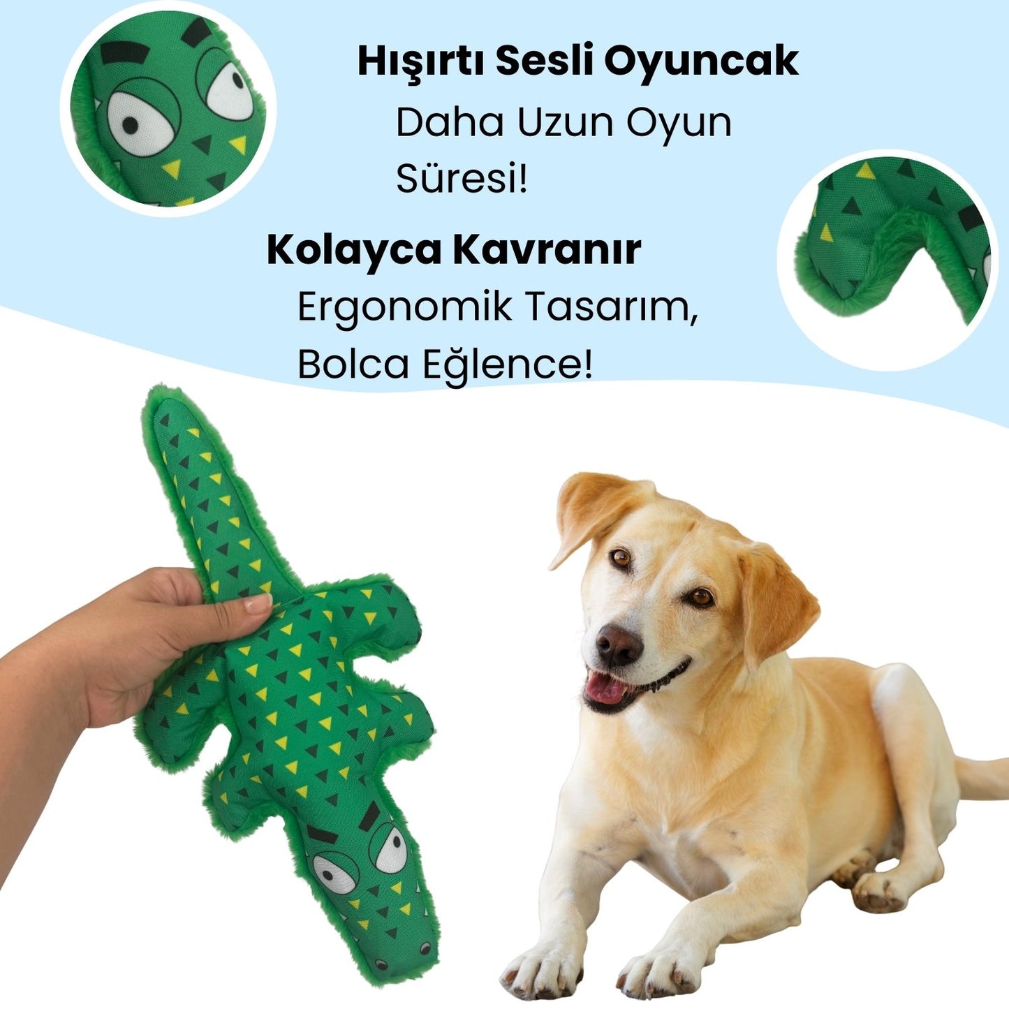 Peluş Timsah Köpek Oyuncağı Hışırtı Sesli Köpek Aktivite Oyuncağı
