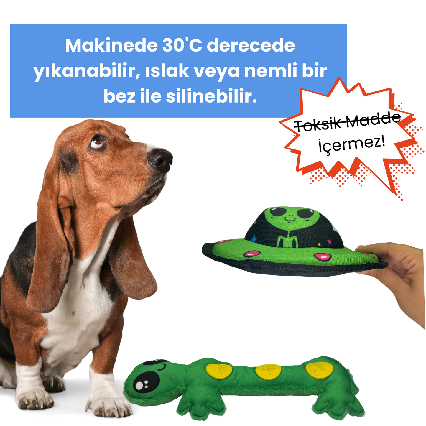 Havhav Uzaylı Dostum Köpek Oyuncak Seti Vikvik Sesli Uzaylı ve Peluş Ufo Köpek Oyuncakları