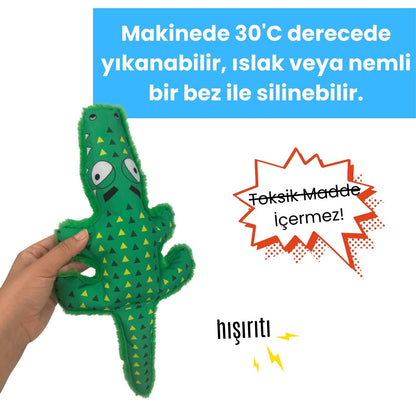Peluş Timsah Köpek Oyuncağı Hışırtı Sesli Köpek Aktivite Oyuncağı