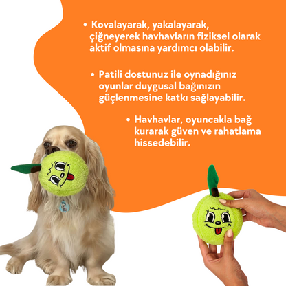 Haşarı Yeşil Elma Peluş Köpek Oyuncağı