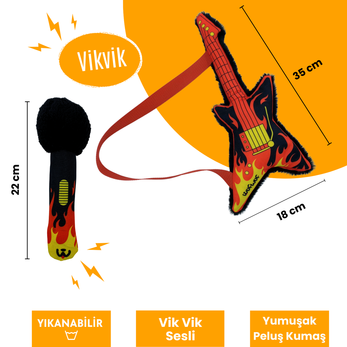 Gitar&Mikrofon Sesli Peluş Köpek Oyuncak Seti