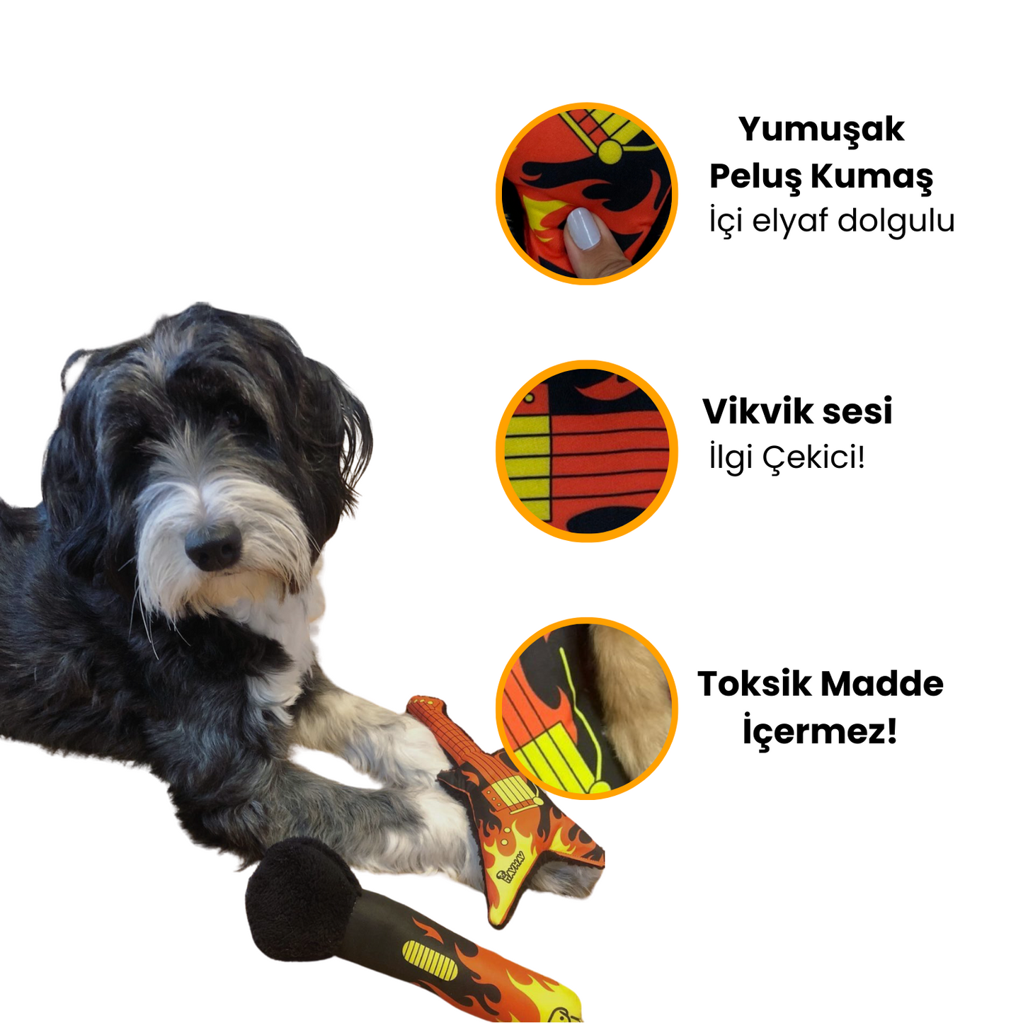 Gitar&Mikrofon Sesli Peluş Köpek Oyuncak Seti