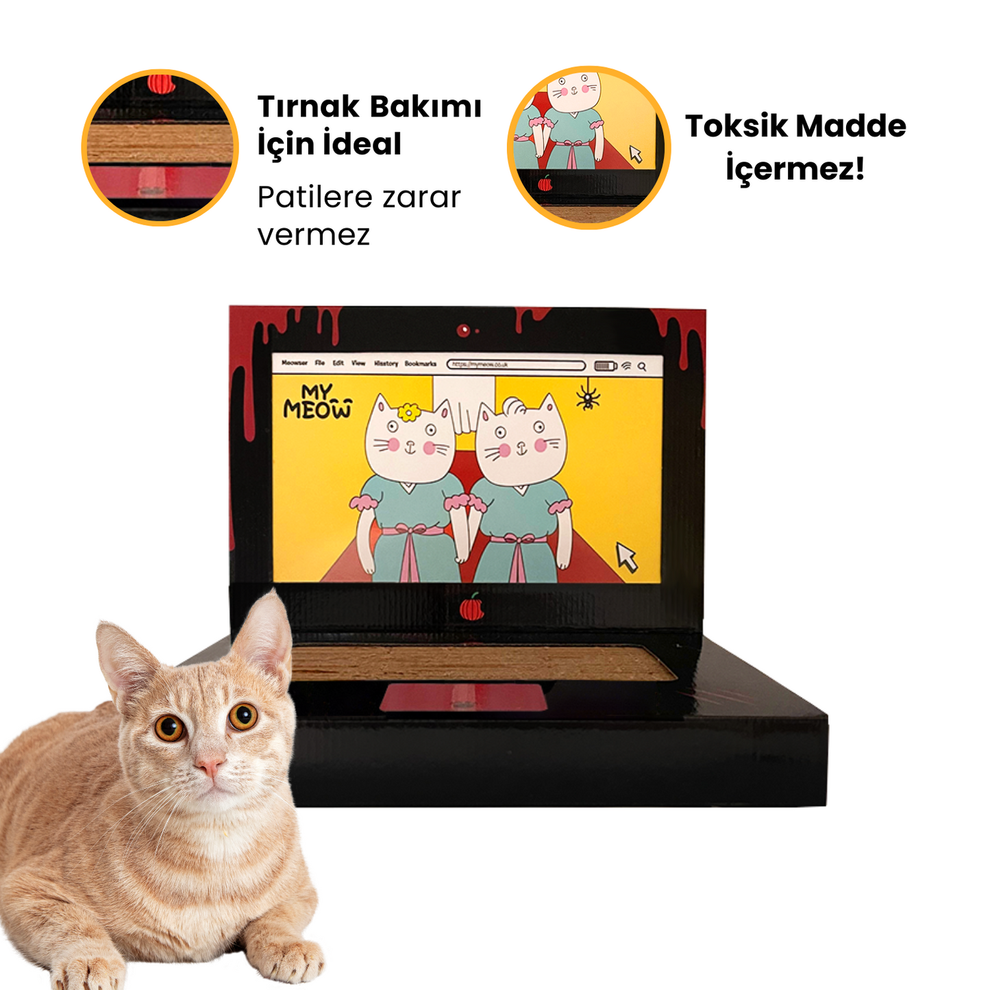 Laptop Tasarımlı Kedi Tırmalama Kartonu 30 cm