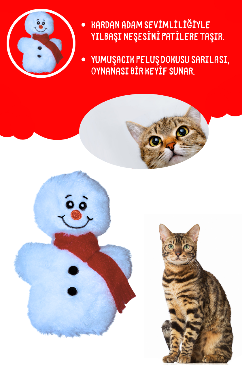 Yılbaşı 3’lü Kedi Oyuncak Seti – Noel Baba, Kardan Adam & Yılbaşı Ağacı Kedi Oyuncakları