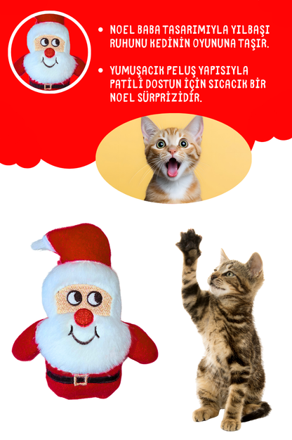 Yılbaşı 3’lü Kedi Oyuncak Seti – Noel Baba, Kardan Adam & Yılbaşı Ağacı Kedi Oyuncakları