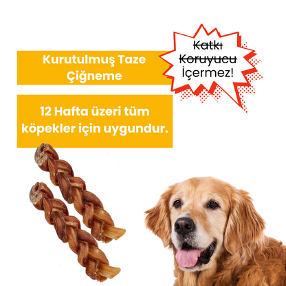 2 Adet Dana Örgü Kamış Çiğneme Çubuğu Köpek Ödülü