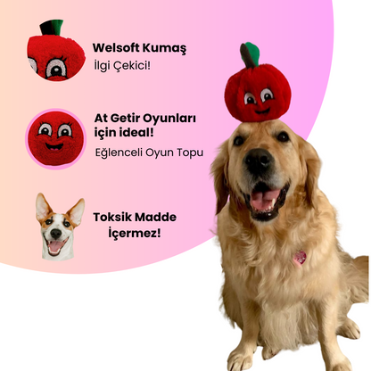 Sevimli Kırmızı Elma Sesli Peluş Köpek Oyuncağı