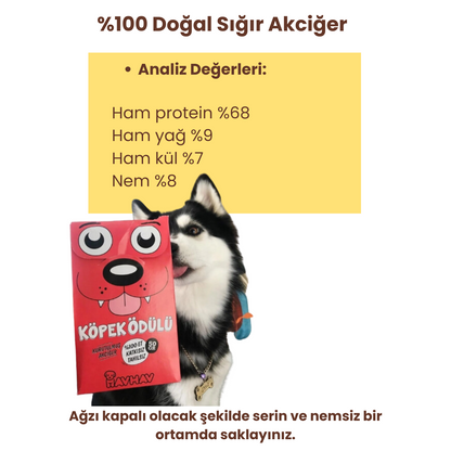 2 Adet Sığır Akciğer Köpek Ödül Maması ve 2 Adet Sığır Tendon Çiğneme Çubuğu