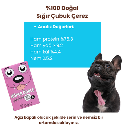 2 Adet Sığır Çerez Köpek Ödül Maması ve 2 Adet Sığır Tendon Çiğneme Çubuğu