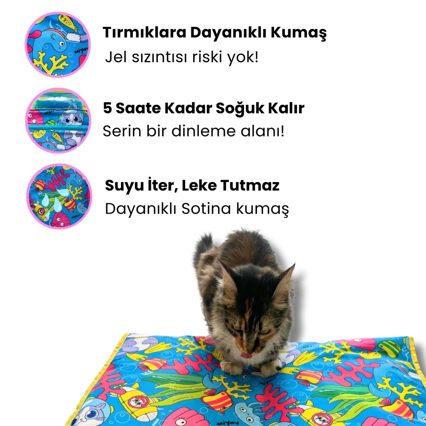 Miyav Serinletici Kedi Minderi 60x40 cm 2 Adet Termo Jel Dahil