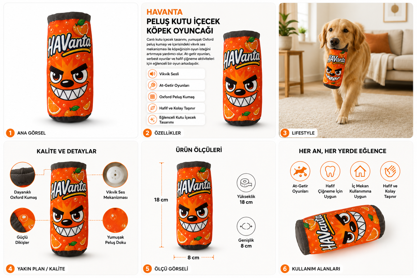 HAVanta Peluş Kutu İçecek Köpek Oyuncağı | Vikvik Sesli, At-Getir ve İnteraktif Oyun