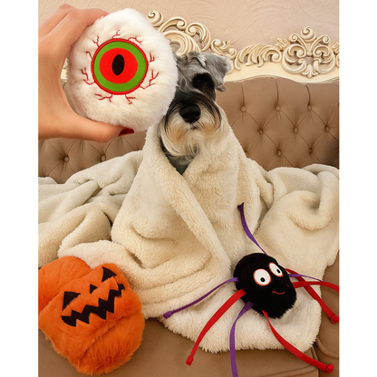 Havhav Cadılar Bayramı Temalı Köpek Oyuncak Seti | Hışırtılı Peluş Terlik, Peluş Örümcek ve Göz Oyun Topu