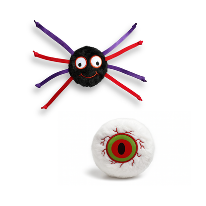 Havhav Cadılar Bayramı Temalı Köpek Oyuncak Seti | Hışırtılı Peluş Terlik, Peluş Örümcek ve Göz Oyun Topu