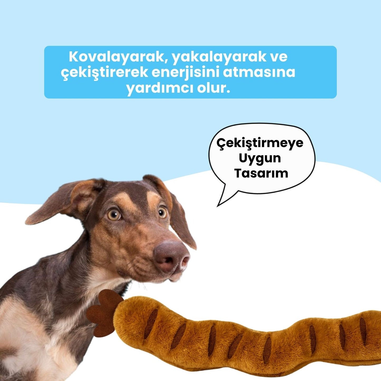 Peluş Sosis Köpek Oyuncağı | 65 CM Dayanıklı Çekiştirme Oyuncağı