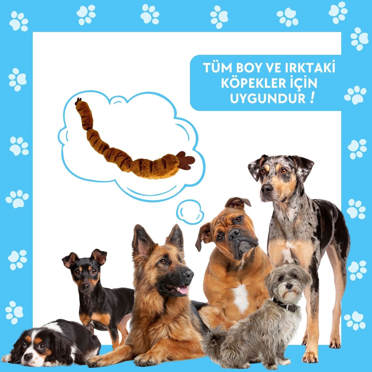 Peluş Sosis Köpek Oyuncağı | 65 CM Dayanıklı Çekiştirme Oyuncağı