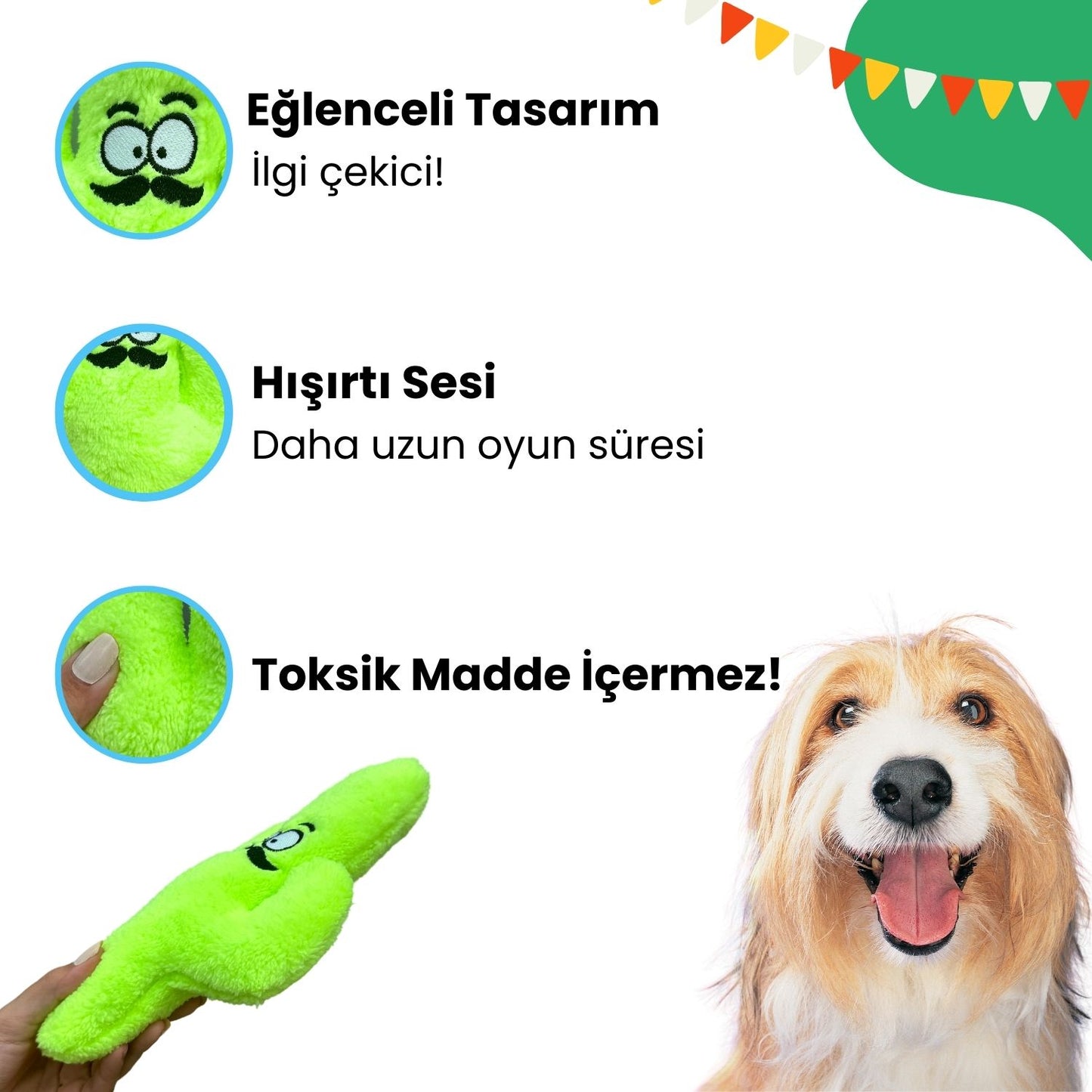 Meksika Temalı Köpek Oyuncak Seti Peluş Kaktüs ve Peluş Biber Ses Çıkaran Köpek Oyuncakları