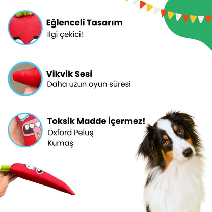 Meksika Temalı Köpek Oyuncak Seti Peluş Kaktüs ve Peluş Biber Ses Çıkaran Köpek Oyuncakları