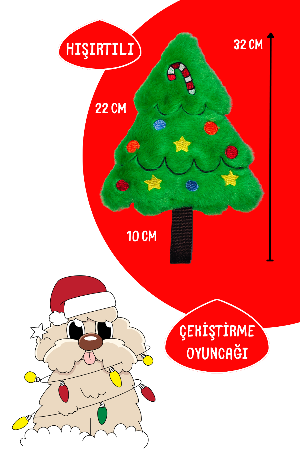 Yılbaşı 3’lü Köpek Oyuncak Seti – Peluş & Çekiştirme Noel Oyuncakları