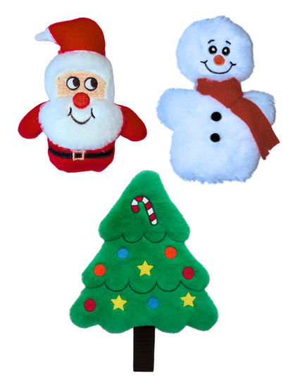Yılbaşı 3’lü Köpek Oyuncak Seti – Peluş & Çekiştirme Noel Oyuncakları