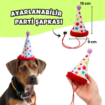 Köpek Parti Kutusu | Parti Şapkası, Peluş Pasta, Peluş Hediye Kutusu ve 2 Ödül Maması